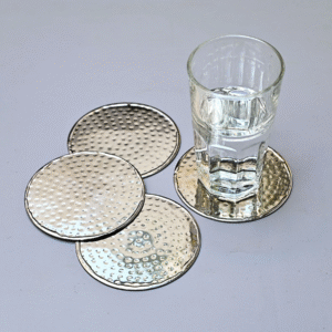 Hammered Silver Coasters - Set of 4
